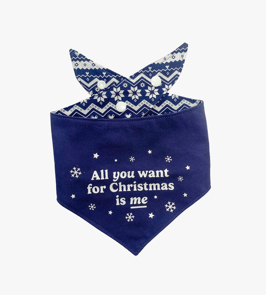 Bandana de Noël pour chien réversible - All you want for christmas is me