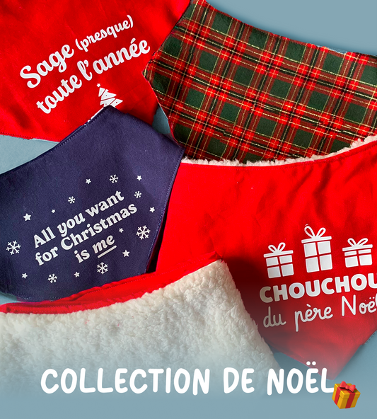 Bandanas de Noël pour chien réversible & personnalisable